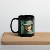 Boho Harmony Beyond Style Black Glossy Mug with bohemian design.